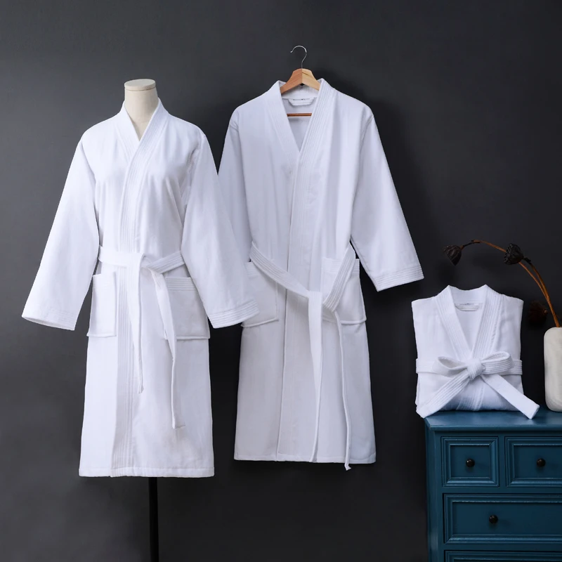 Bathrobe Men White 100% Cotton Men's Robe Couple's Nightgown Thickened Kimono Men Towel Fleece Pajamas Home Wear Bath Robe