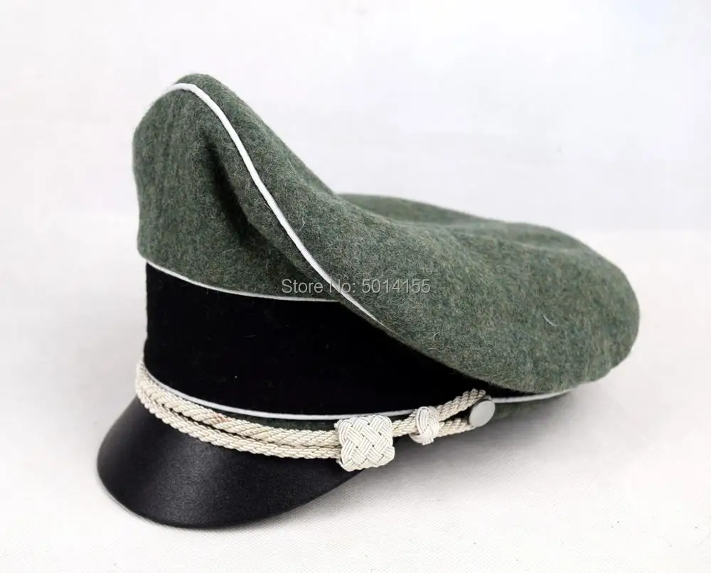 

WW2 German Army Marshals Generals Officers Crusher Field Visor Hat W White Pipe Silver Chin Cord