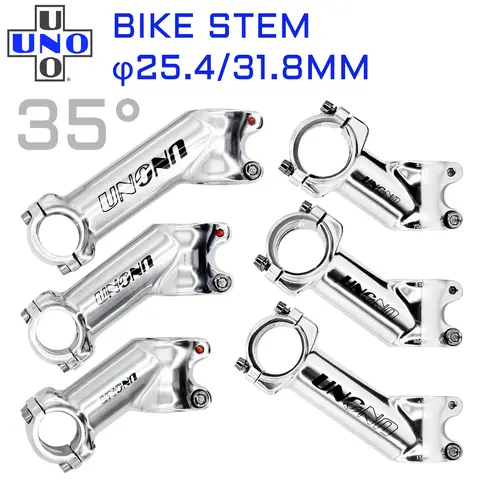 UNO Silver Bicycle Stem Bike Table Ultralight MTB Road Mountain Bike Handlebar Riser 35 Degrees 25.4/31.8MM Down Stem Uno Stem