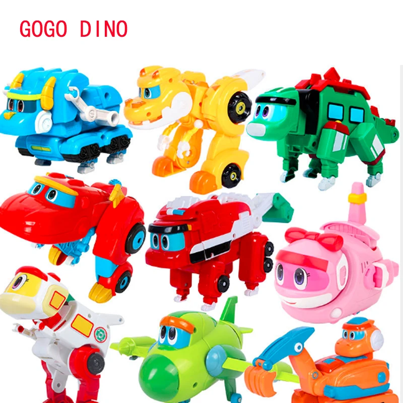 Mini Deformation Gogo Dino Explorers REX Transformation Car Airplane Motorboat Crane Gogo Dinosaur Toys For Children