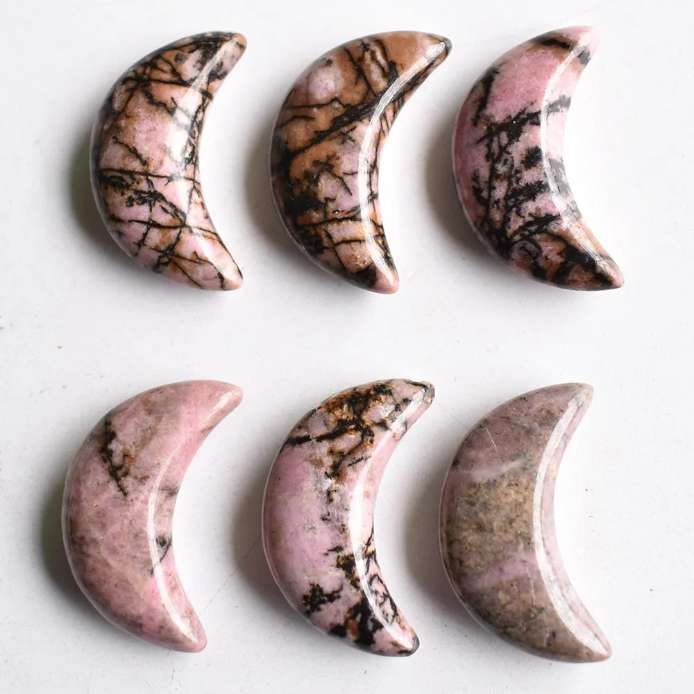 Modische Anhänger aus natürlichem Tigerauge und Amethyst in Mondform ohne Loch für die Schmuckherstellung Großhandel 12 Stück/Los kostenloser Versand – Detail 3
