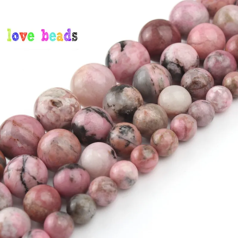 AAA 100% Natural Rare Black Lace Rhodonite Gem Stone Round Loose Spacer Bead for jewelry Making DIY Bracelet Necklace 15''Strand