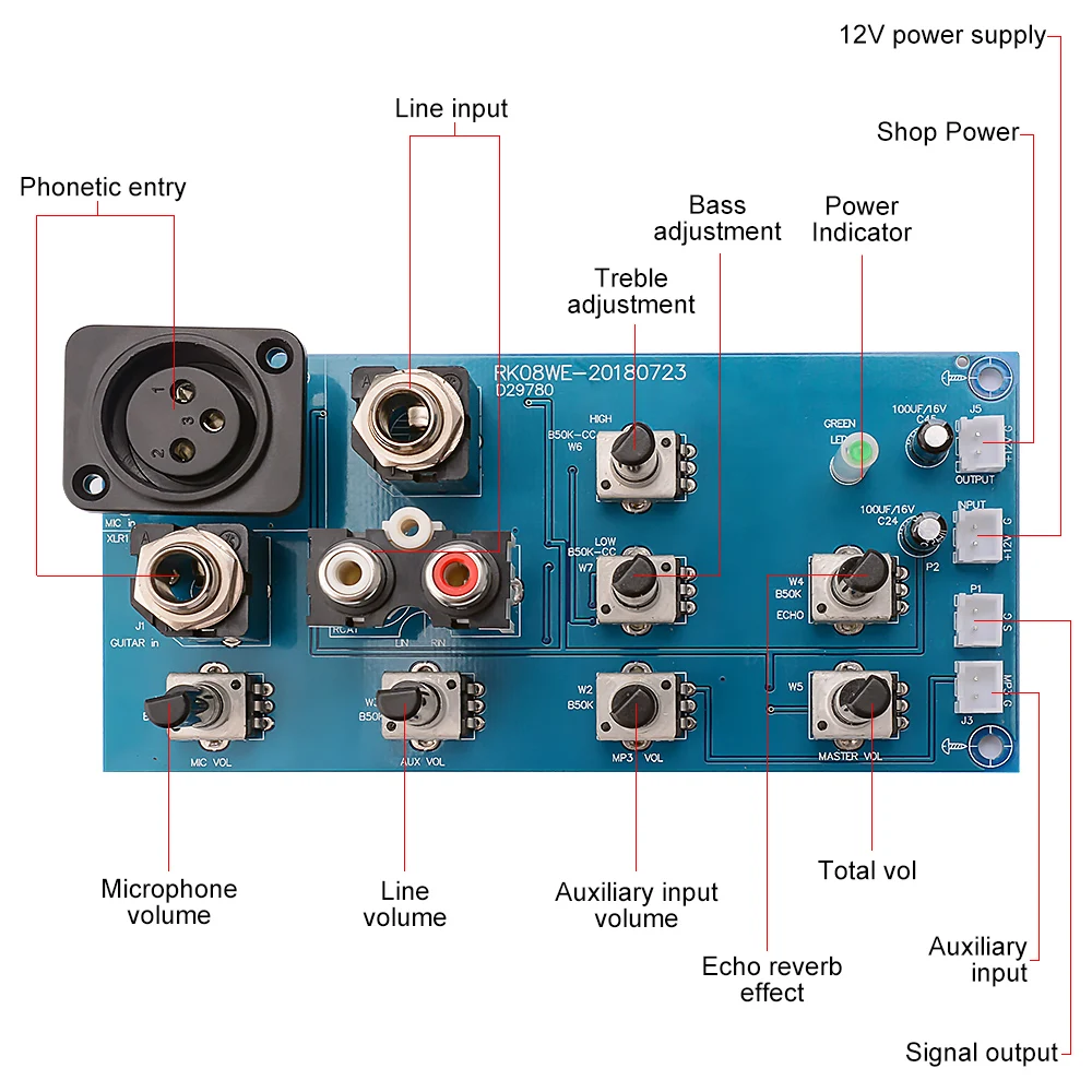 AIYIMA Mikrofon Reverb Vorverstärker Bord 2 Straße EQ Ton Ausgleich Mit Aux DIY Sound Verstärker Heimkino