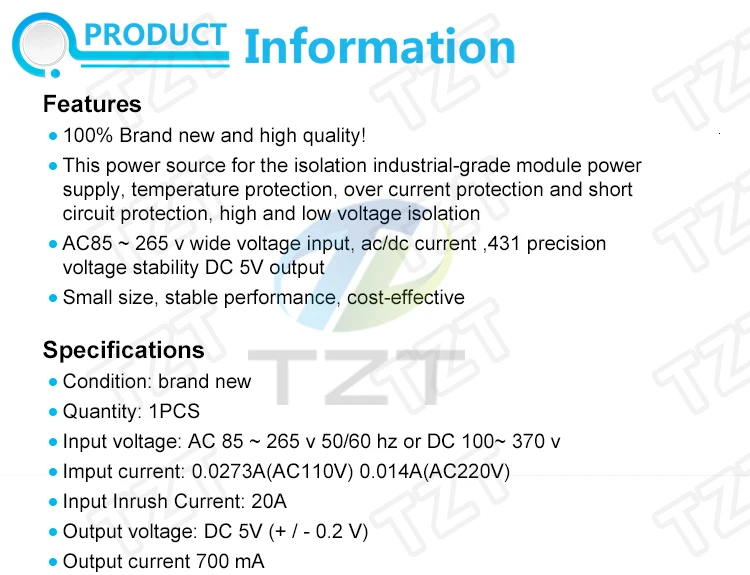 TZT AC-DC 5V 700mA 3,5W Isoliertes Schaltnetzteilmodul Buck Regulator Step Down Präzisionsleistungsmodul 220V bis 5V – Detail 1