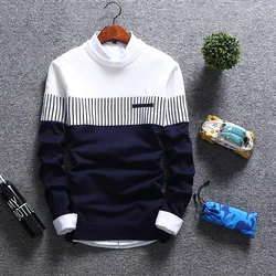 2023 New Men's Autumn Winter Pullover Wool Slim Fit Striped Knitted Sweaters Mens Brand Clothing Casual pull homme hombre