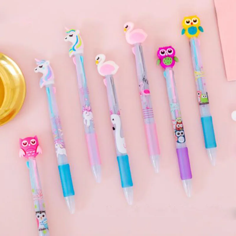 

36 pcs/lot Owl Unicorn Flamingo 3 Colors Ballpoint Pen Cute press ball pens School Office writing Supplies Stationery Gift