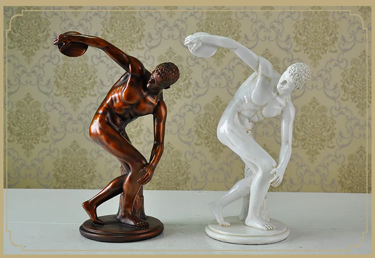 

morden style figure Discus thrower Statue Art Sculpture Resin Craftwork creative office decoration living room furnishings a0402