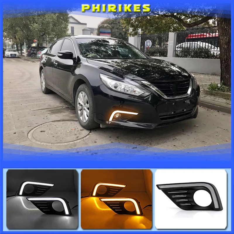 For Nissan Altima Teana 2017 2018 LED Daytime Running Light Waterproof Car 12V LED DRL fog Lamp with Turn Signal style Relay