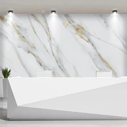 Custom Photo Wallpaper Modern Jazz White Marble Fresco 3D Golden Stripe Stone Texture Mural Office Reception 3D Wall Painting
