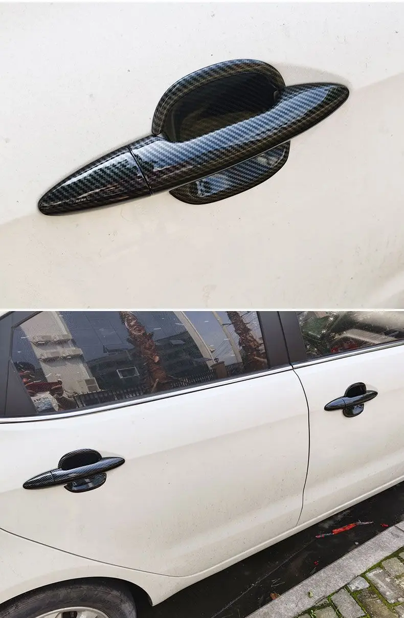 Carbon Fiber Chrome Car Door Handle Cover Decor Trim Stickers For KIA Rio 3 Rio3 K2 2011-2016 Styling Accessories view 3