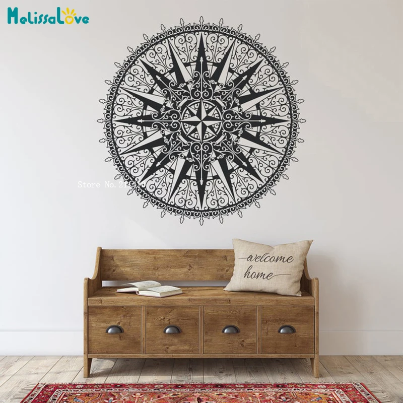 Medallion Compass Wall Stricker Home Decor Removable New Art Murals Living Room Bedside Decals Gift YT5357B