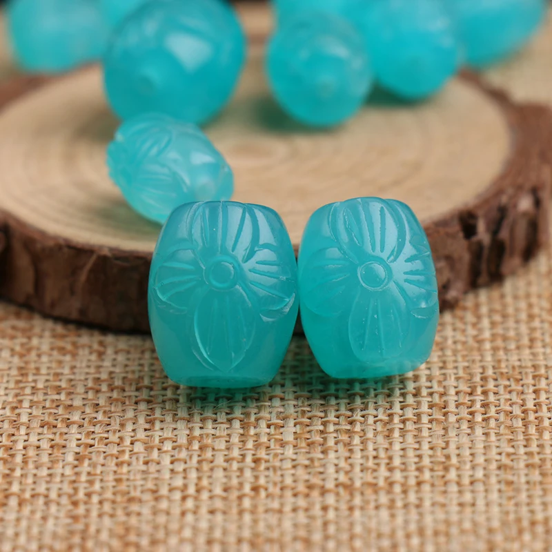 one piece GREEN AMAZONITE CARVER FLOWER PILLAR   for DIY jewelry making loose beadsFPPJ wholesale nature gemstone