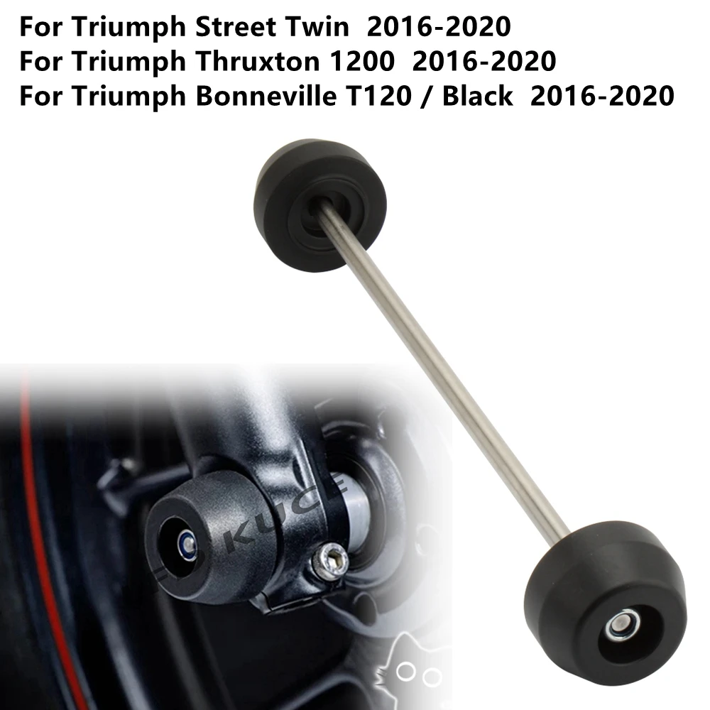 

Motorcycle Front Axle Wheel Fork Crash Slider Protector For Triumph Street Twin Thruxton Bonneville T120 / Black 2016-2024