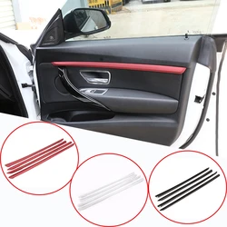 4pcs Carbon Fiber ABS Interior Door Decoration Strips Trim For BMW 3 Series GT F34 2013-2018 Accessories