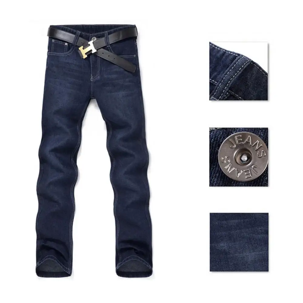 Men Jeans Classic Men Casual Mid-Rise Straight Denim Jeans Long Pants Comfortable  Mid-Rise Pocket Long Pants Men Trousers 2021