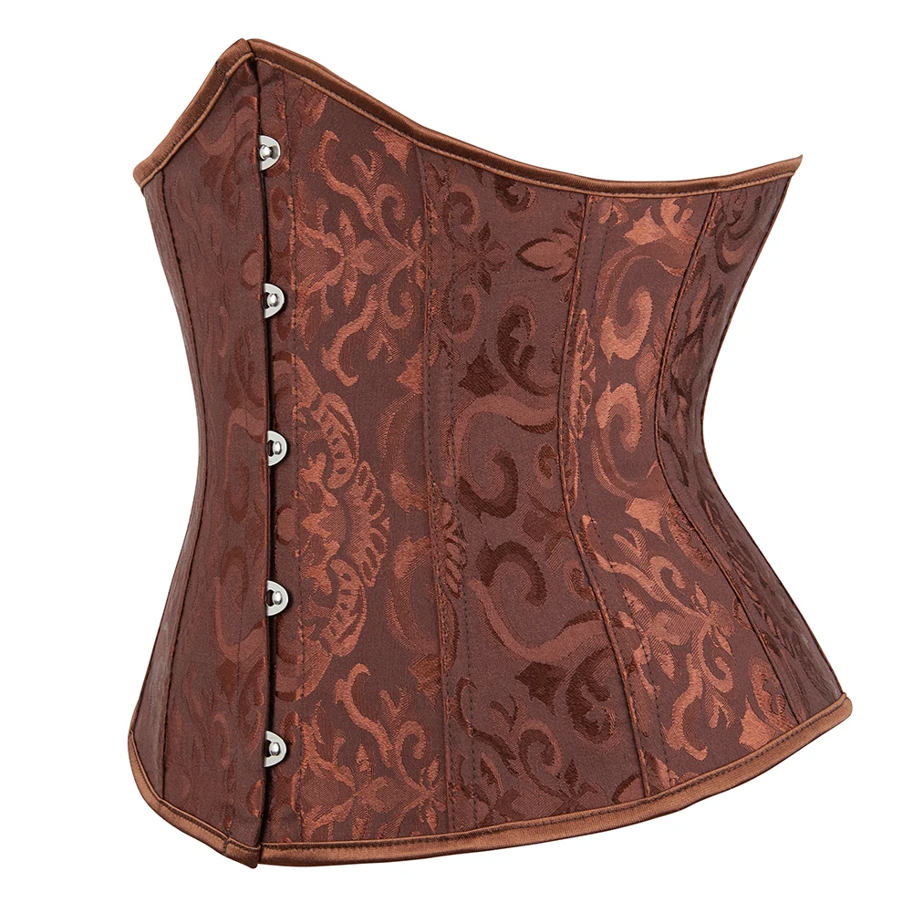 Damen Gothic Jacquard Unterbrust-Korsett Bustier Taillengürtel Schlankheits-Bodyshaper Korsett Dessous Übergröße Party Clubwear – Detail 18