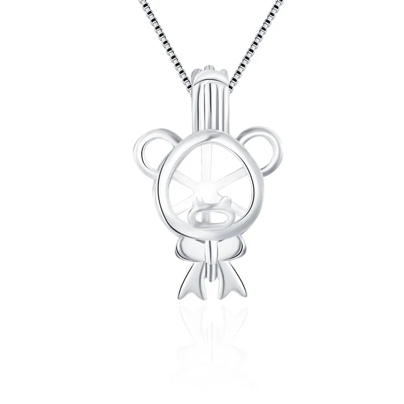 CLUCI – pendentif Cage en argent Sterling 925 pour femmes, bijoux, mignon pendentif en forme d'ours, médaillon en argent 925 SC068SB