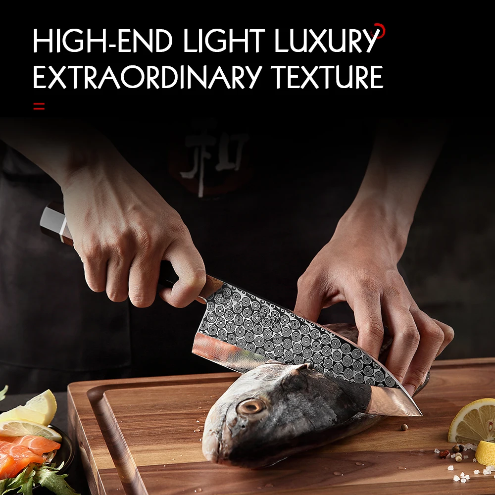 HEZHEN Retro Series Gyuto Knife Raw Fish Professional 110 Layers Damascus Seper Steel Japanese Salmon Sushi Kitchen Cook Knives