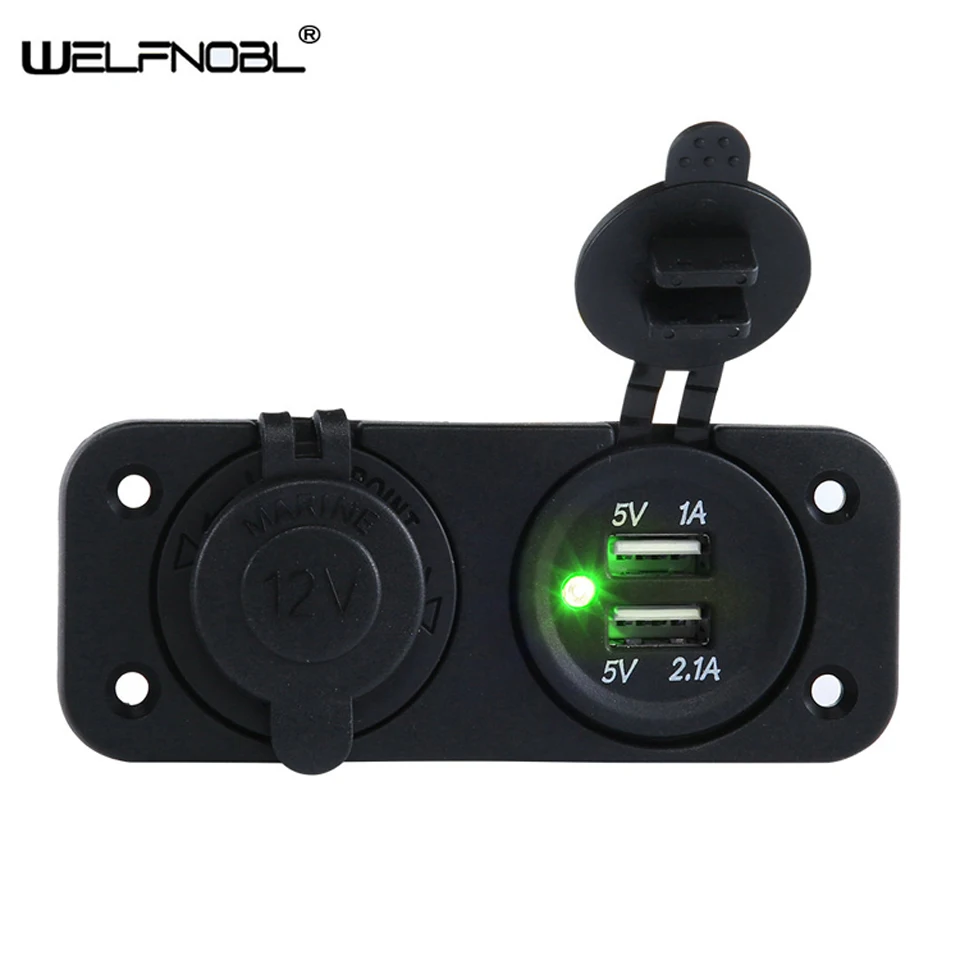 Dustproof  Waterproof  3.1A  5V Dual double USB Car Cigarette Lighter Socket