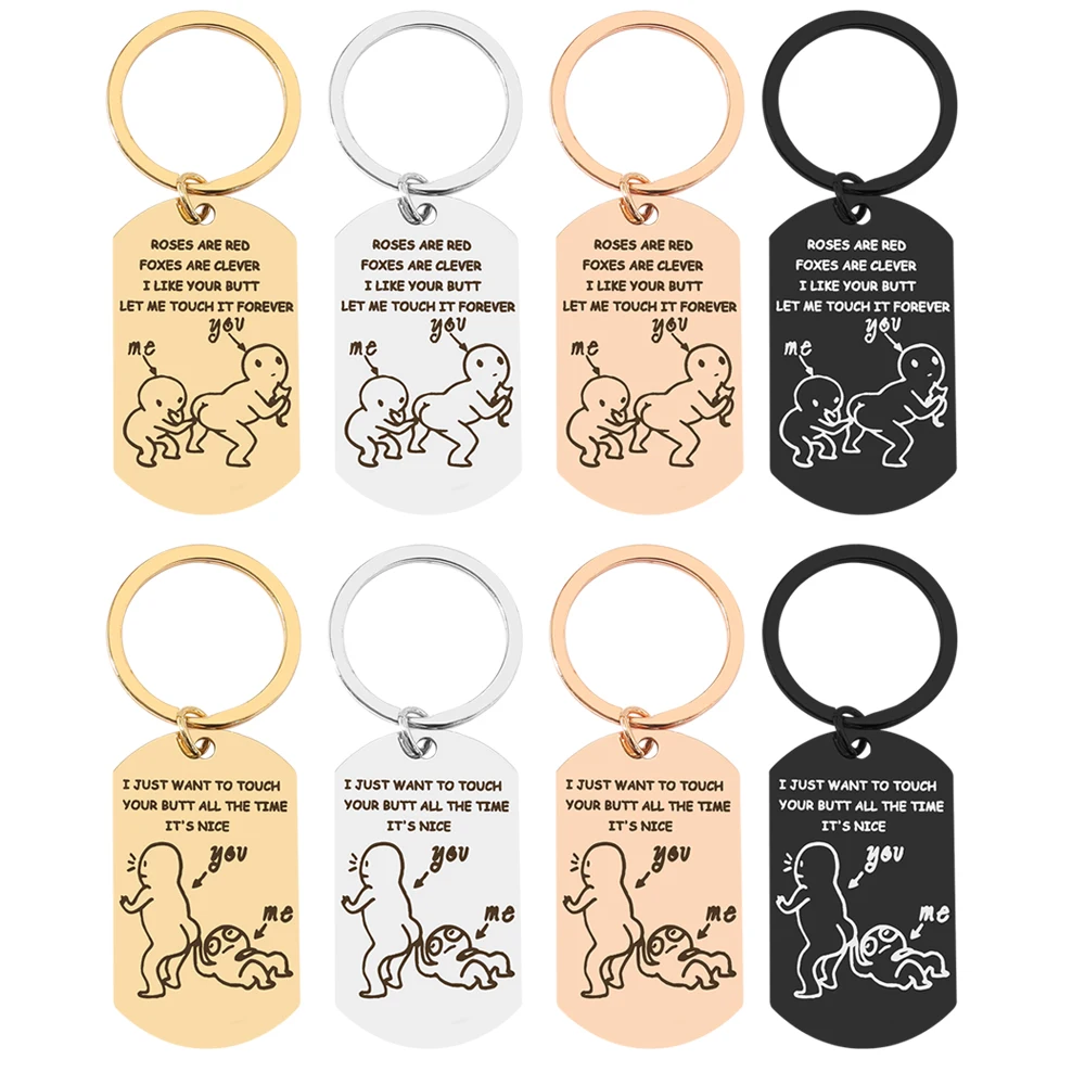 Couple Lover Funny Butt Love Keychain Keyrings Let Me Touch Your Butt Forever Cute Poems Anniversary Gifts For BF GF key chain