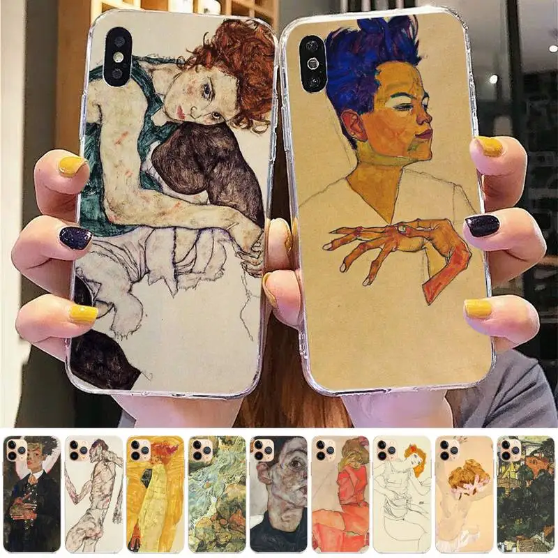 

Egon Schiele Phone Case for iphone 13 8 7 6 6S Plus X 5S SE 2020 XR 11 12 pro XS MAX