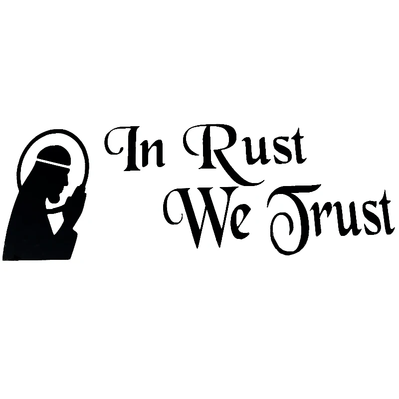 15*5.2cm Religion Church Car stikcers In Rust We Trust Sticker Rat Rod caravan accessories Motorcycle Helmet Car Styling