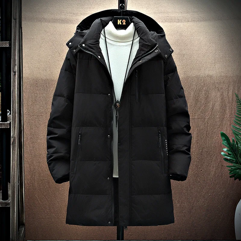 2022 New Men Winter Down Jacket High Quality Long Thick Warm Coat Fashion Trens Grey Black Youth Parkas