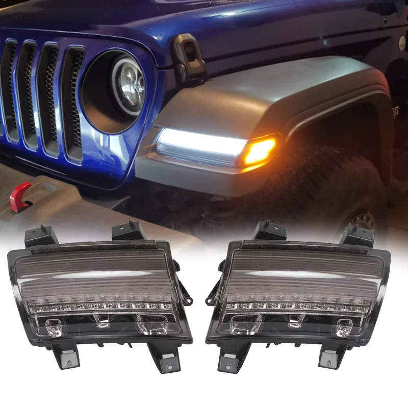 

For jeep wrangler jl led turn lights Fender Lights LED New Daytime Running White DRL for Jeep JL USA version LOW Configuration