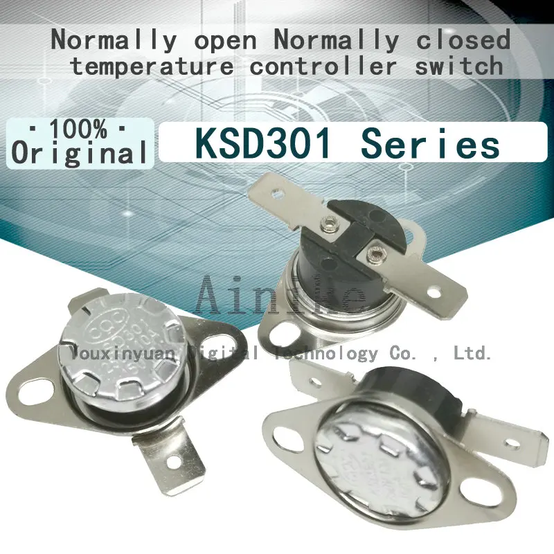 5/Pcs KSD301 Normally closed series Temperature control switch Jump type temperature controller 250V 10A 0℃-50℃-100℃-150℃-350℃