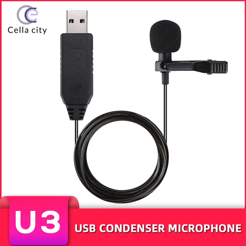 CELLA CITY microfono Lavalier USB per Notebook Computer Streaming Live classe Online Mini microfono per registrazione professionale