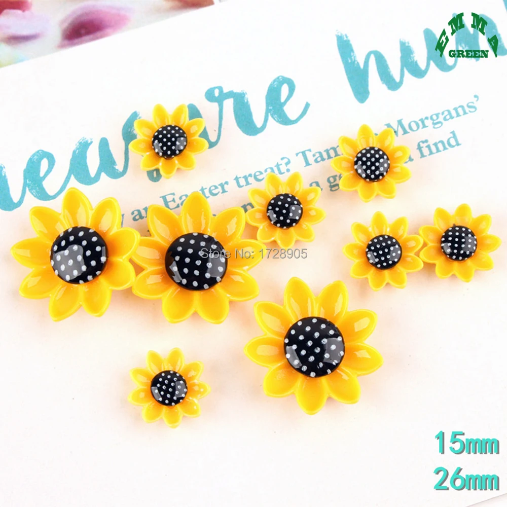 

Resin Sunflower Flatback Cabochon for Scrapbooking 20mm Yellow Sunflowers for Girl Jewelry Making Accessory Decoration Charms