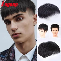 Pageup Short Synthetic Wigs For Men's Male Black Wig Natural Hair For Young Man Balding Sparse Hair Crew Cut Hair Style