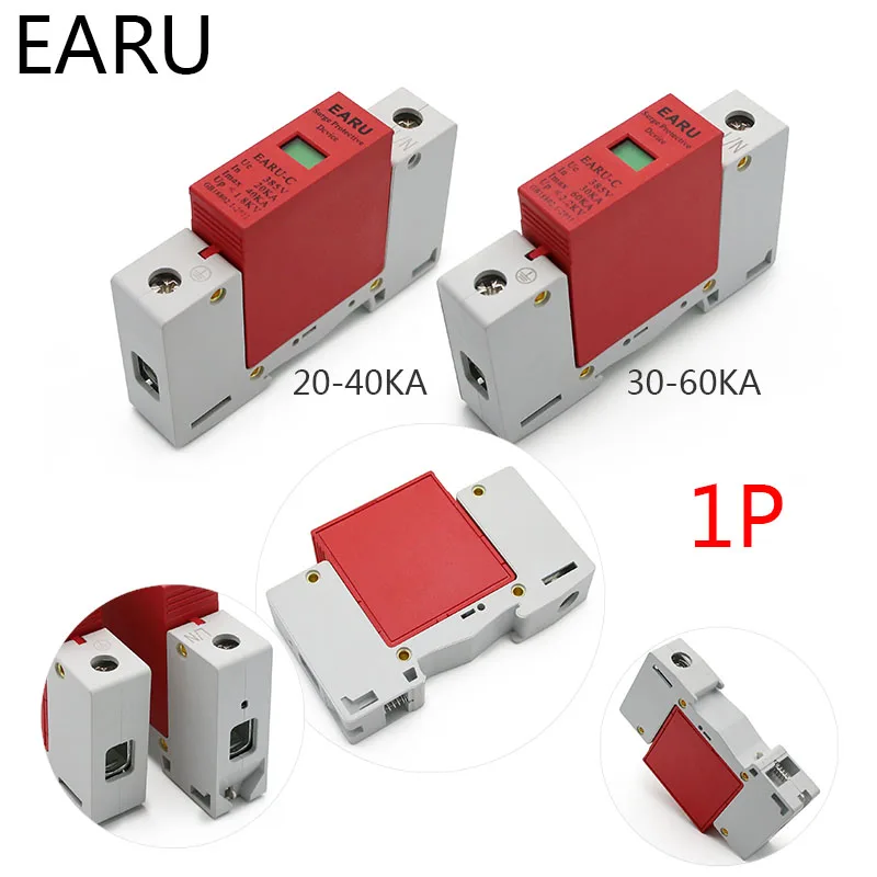 1pc AC SPD 1P 2P 3P 4P 20~40KA 30KA~60KA 385V House Lightning Surge Protector Protective Low-voltage Arrester Device OEM Factory