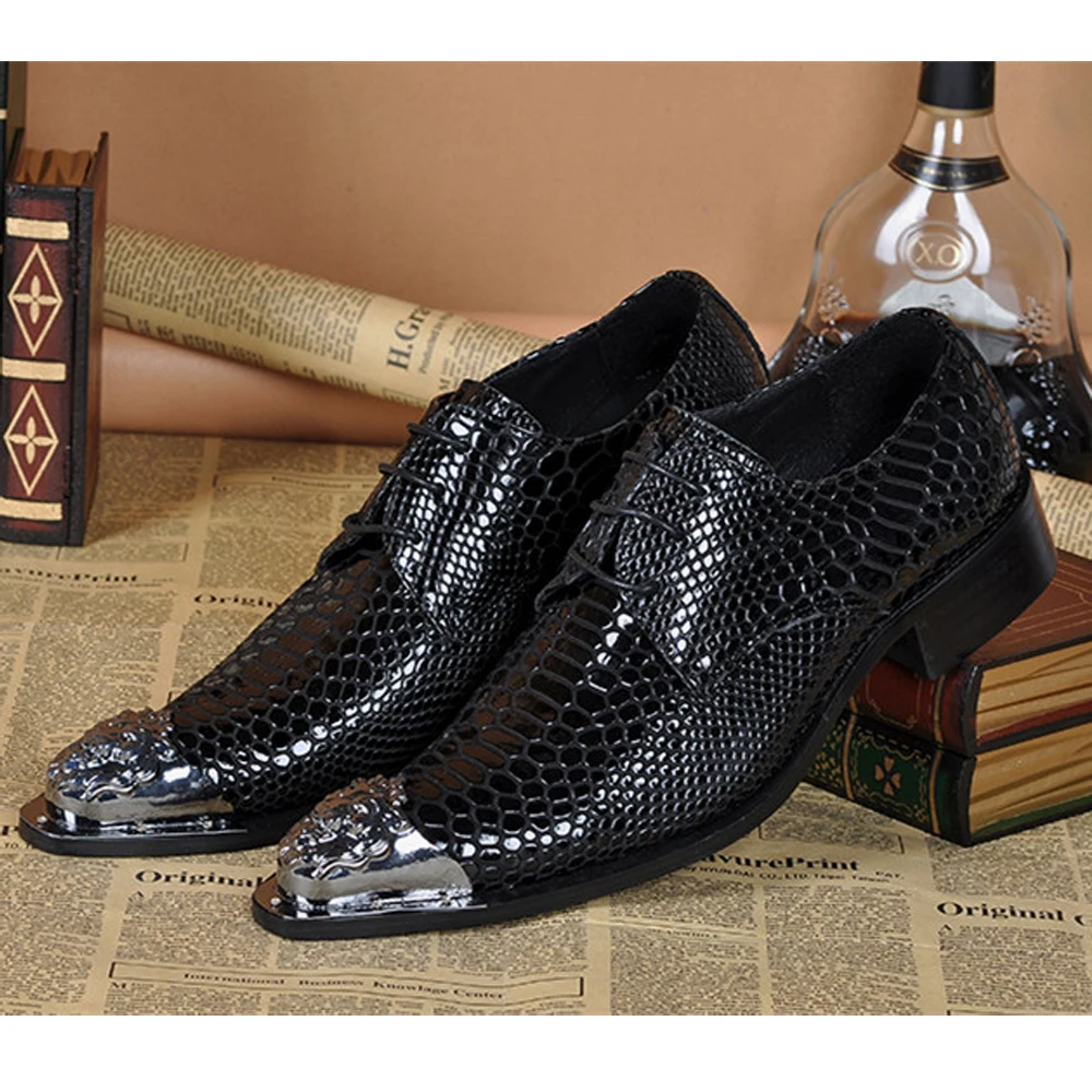 Autumn Male Trend Tip Serpentine Cowhide Formal wear Luxury Leather shoes Man Frenulum Ventilation Popular Men\'s wedding shoes