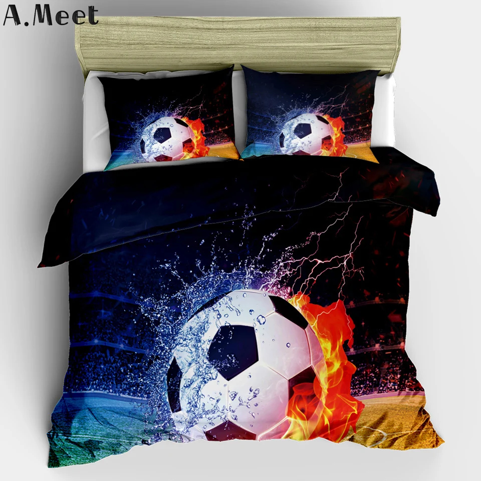 3D Bed Linen Football Bed Covers Bedding Sets Single Duvet Cover Set Soccer Sports Boys Man American NO Bed Sheets Ropa Cama 3PC