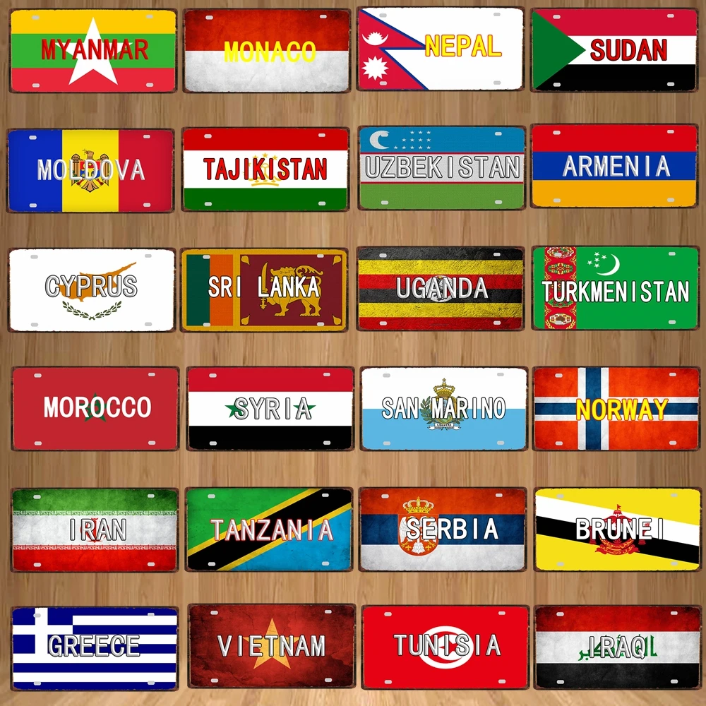 [YZFQ ]30X15CM National Flag Morocco Norway Cyprus Metal Tin Sign City Travel Souvenir  Wall Pub Shop HomeCraft Decor  DC-1345B