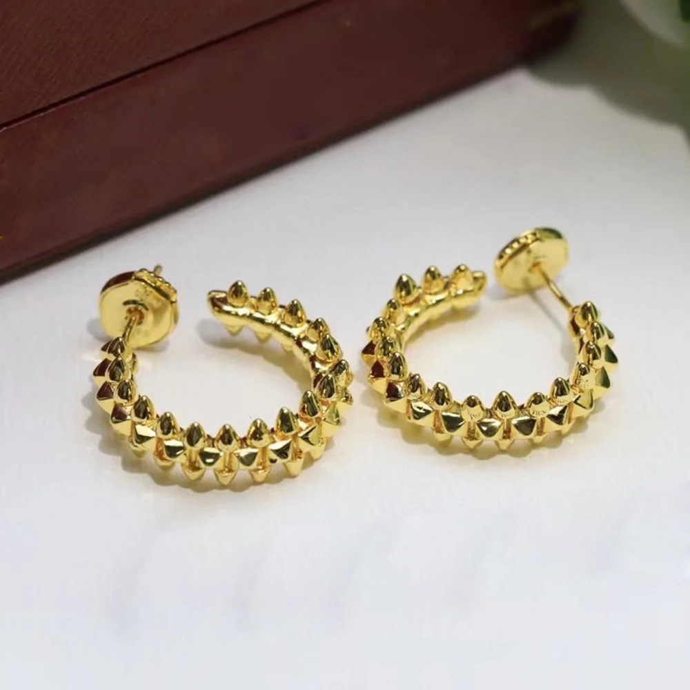 Fashion Brand Luxurious Rivet Nail Ear Women's Hoop Earrings Street Gorgeous Style Beads Movable Hot Selling Jewelry  2024