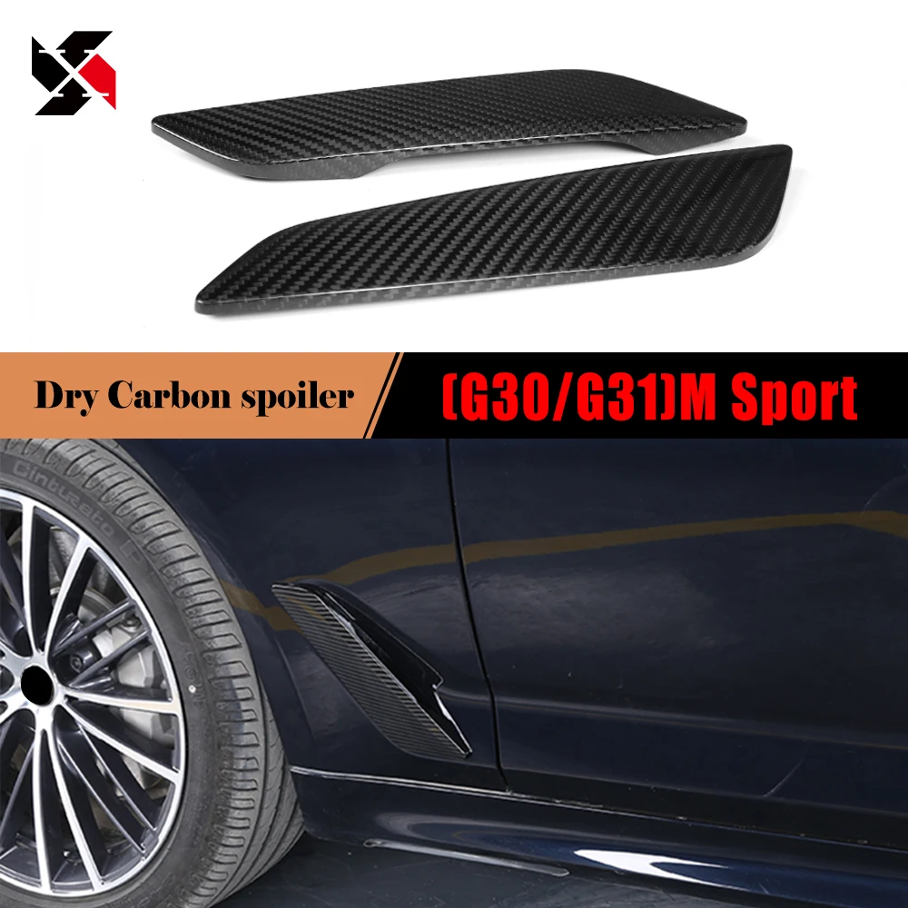 1 Pair Dry Carbon Fiber Side Fender Vent Decoration Fit For BMW 5 Series 2017-2019 M Sport Pre-LCI Air Outlet Decor Car Styling