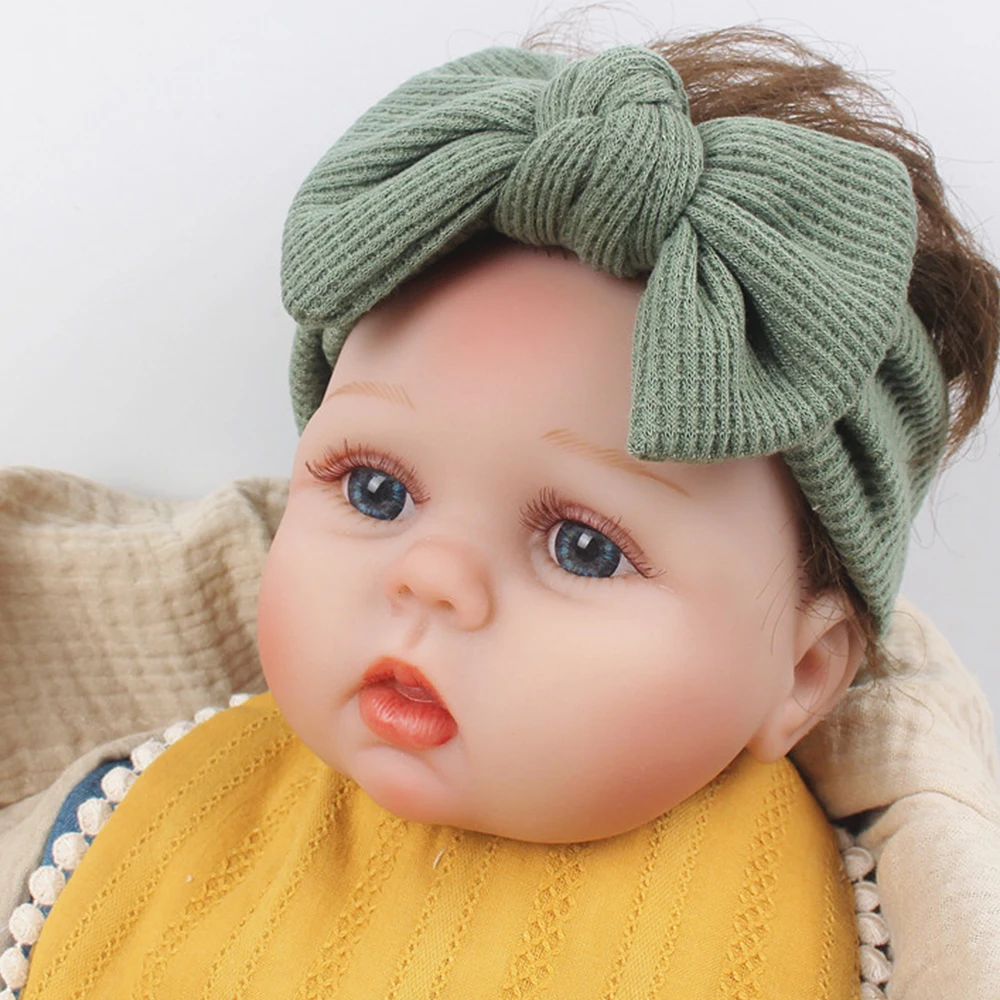 Cotton Waffle Knit Bow Headwrap for Baby Girl Soft Sweet Bowknot Newborn headband Elastic Kids Headwear Infant Hair Accessories