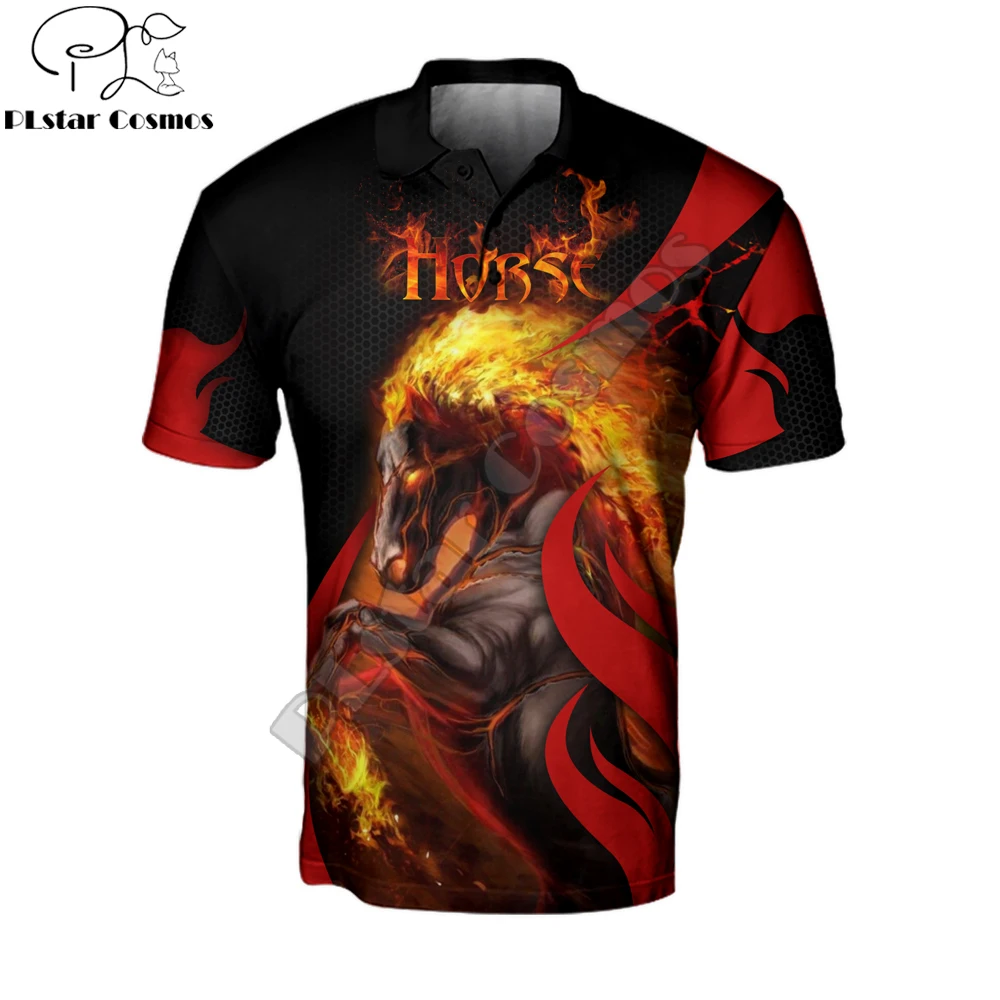 Animal Horse/Lion/Tiger Warrior 3D Printed Mens Polo Shirt Summer Short Sleeve t-shirt Streetwear Casual Fashion Men tops POL-07