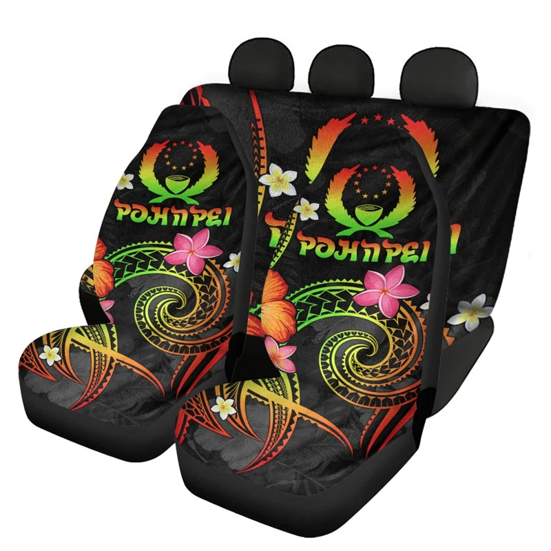 

Full Set Pohnpei Samoan Tribal Printed Car Seat Cover Universal Front And Back Seat Cover fit Most Cars Vehicle Seat Protector