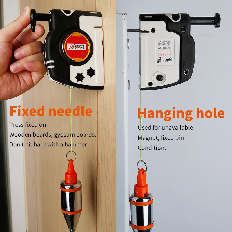 Magnetic Plumb Bob Setter Leveling Test 3/6 Meter Verticalit Measuring Tool Retractable Line Reel Hanging Wire Hammer Hand Tools