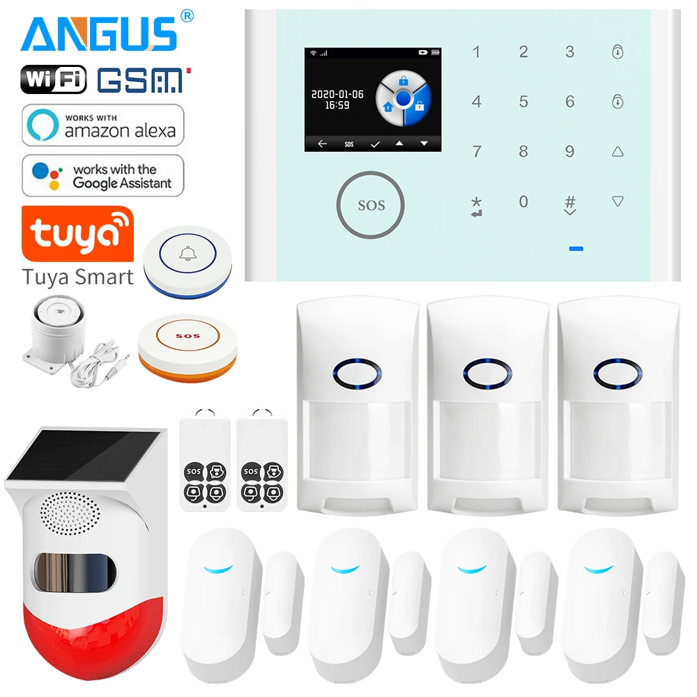 

Wireless GSM Alarm System Home Burglar Security Alarm Door Sensor Motion APP Intercom Control