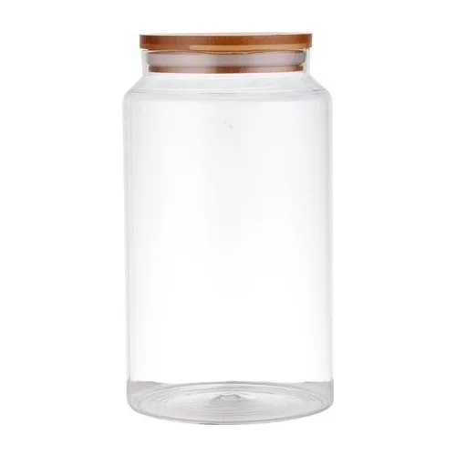 Heart With Bamboo Lid Jar 3'lü 1,3 lt