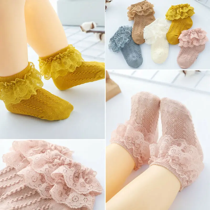 2021 Thương Hiệu Mới Tập Đi Cho Bé Sơ Sinh Trẻ Sơ Sinh Ren Xù Lông Chắc Chắn Vớ Mắt Cá Chân Trẻ Em Bé Gái Frilly Ấm Ren Lưới Tutu tất