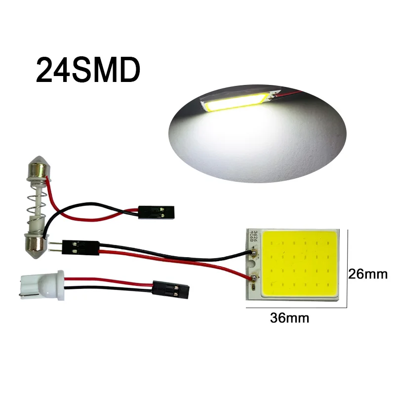 

100 шт., Автомобильные светодиодные панели T10 Festoon W5w Cob 18 24 36 48 SMD, 12 В постоянного тока