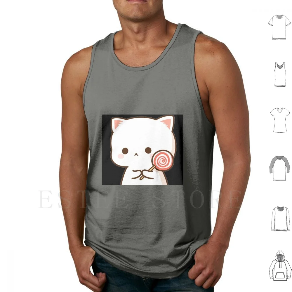 Sweet Tooth Tank Tops Vest Sleeveless Cat Cute Cat Black Background Cute Adorable Adorable Cat Kawaii Cute Kawaii