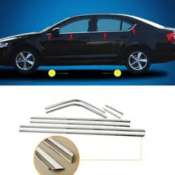 Skoda Octavia A7 2015 - 2019 용 스틸 하단 윈도우 프레임 씰 커버 트림 8pcs, 자동차 부품, 자동차 수정