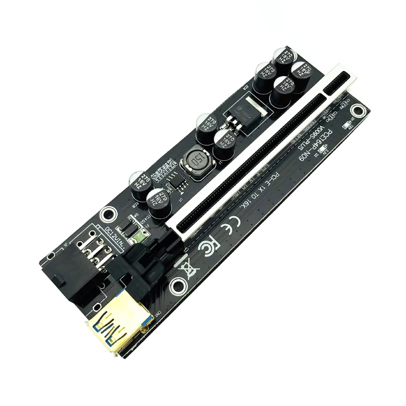 1-10PCS PCIE Riser 009S Plus PCI Express X1 to X16 Extender USB 3.0 Cable SATA to 6Pin Power for Video Card Bitcoin Miner Mining