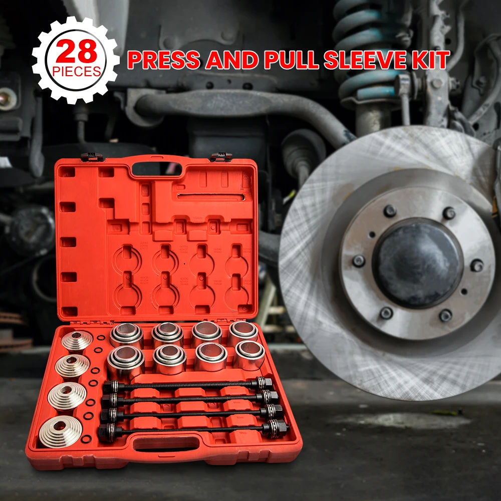 28pc Pull Press Sleeve Kit Remove Bushes Bushing Bearings Seals Pulling Spindles